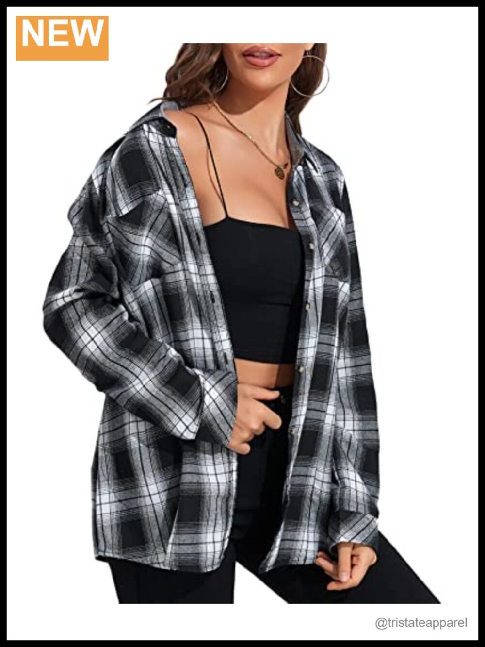 Women's Oversized Plaid Flannel Button Down Shirt, Polyester Rayon Blend